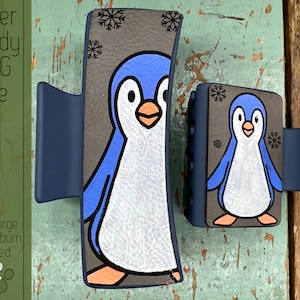 Archivo SVG de clip de pelo de pingüino para cortadores láser, diseño de clip de pelo de garra grande y pequeña para láser, archivo SVG Glowforge