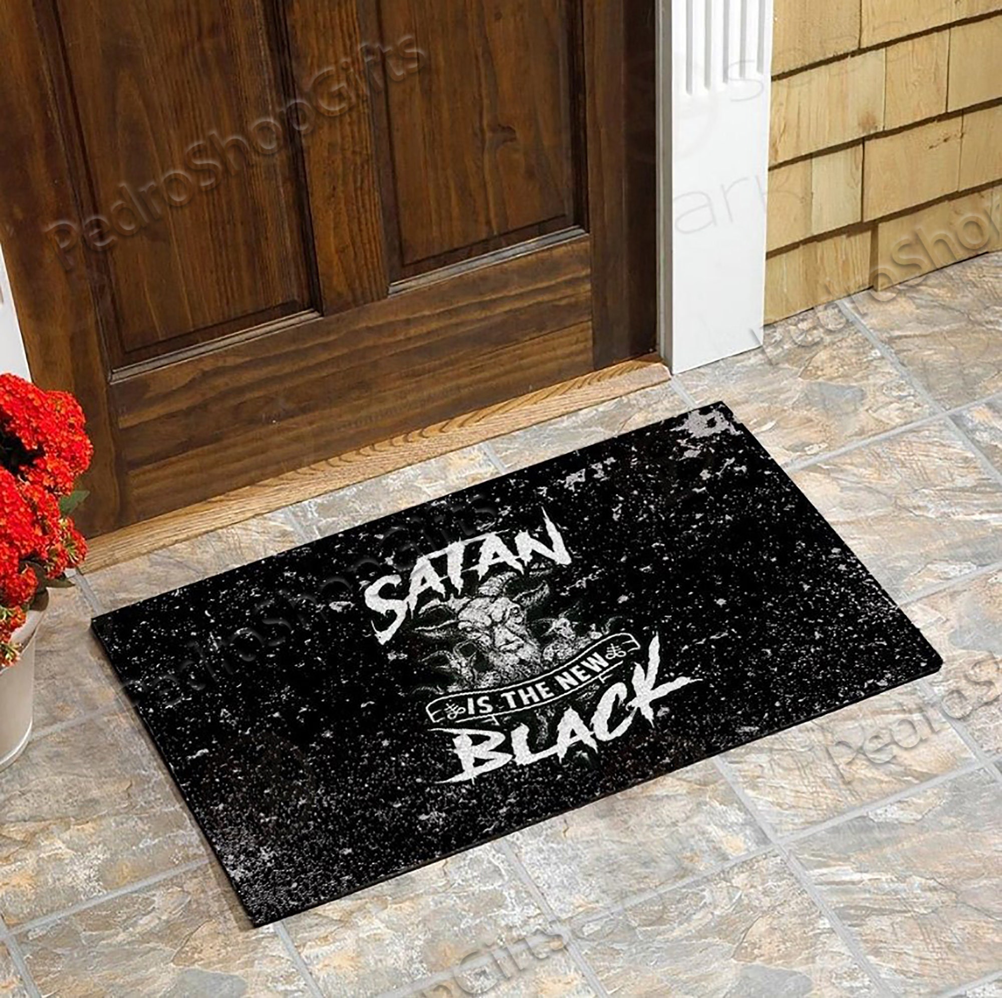 Satan Is The New Black Door mat Personalized Door mat | Etsy