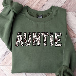 Buffalo Plaid Auntie Shirt: Western Cow Pattern T-Shirt