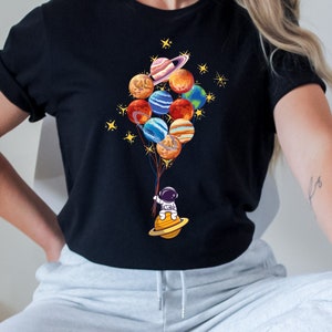 Custom Astronaut Shirt, Space Balloon Astronaut Space Shirt, Astronaut Birthday Shirt, Spaceman Shirt, Astronaut Family Shirt,Astronaut Gift