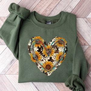 Cowhide Heart Sunflower Western Shirt: Country Girl Tee