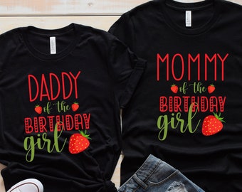 Strawberry Birthday Matching Shirt: Mom, Dad, Baby - First Birthday Party