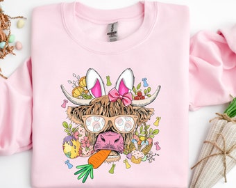 Cow Easter Sweatshirt: Funny Farm Animal Bunny Ears Tee