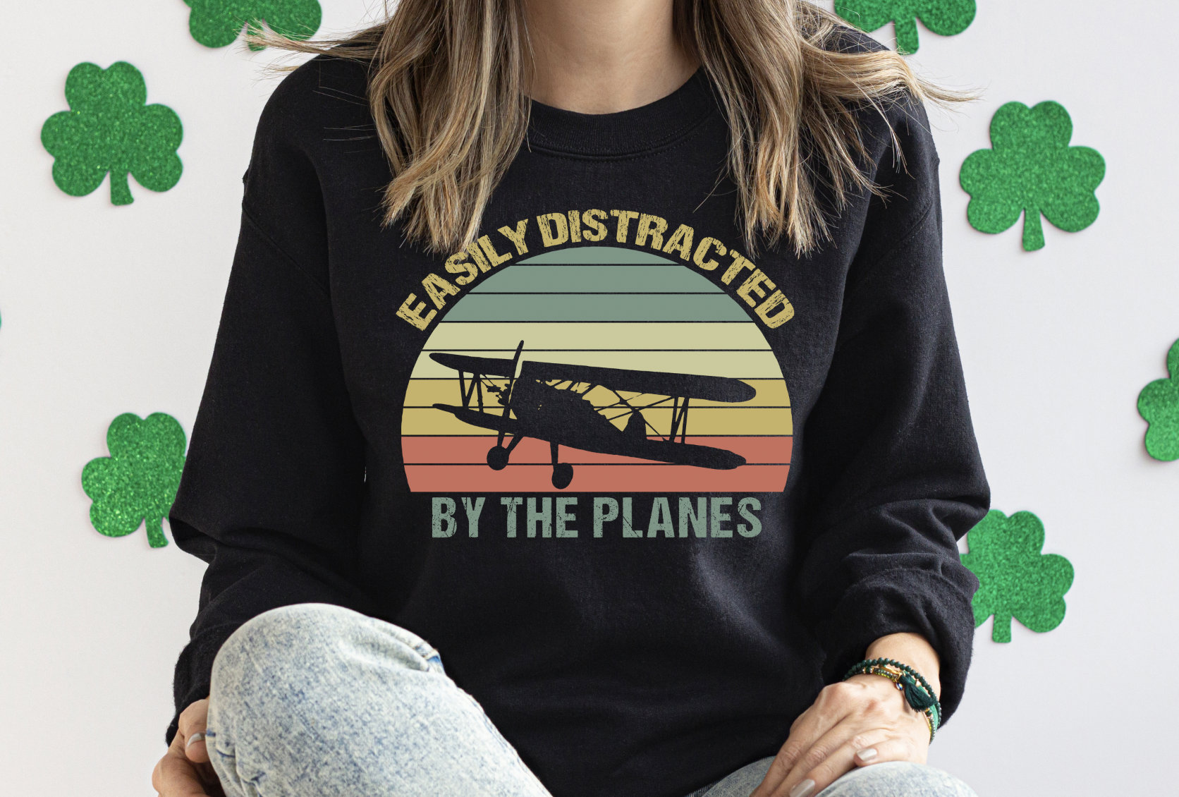 Easily Distracted By The Planes Sweatshirt - Aviation Gift