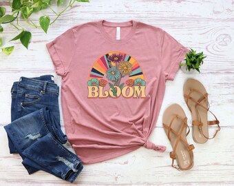 Bloom Retro Floral T-Shirt: 70s Boho Wildflower Tee