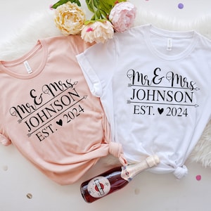 Mr And Mrs, Mr and Mrs shirts, Honeymoon Shirts, Newlywed Shirts, Wedding Shirt, Wife And Hubs Shirts, Just Married Shirts, Couples Shirts