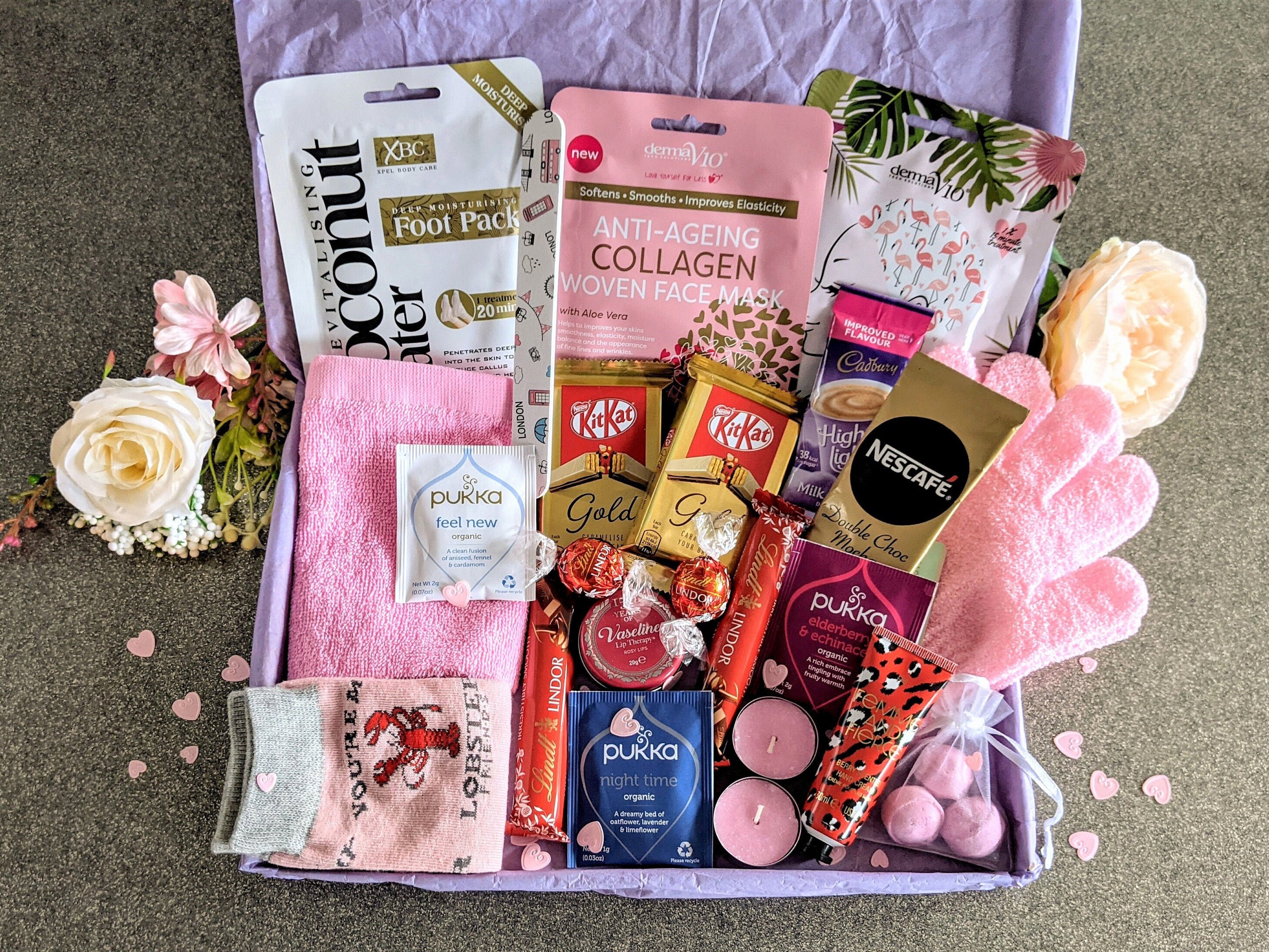Ultimate Luxury Pamper Hamper Letterbox Gift, Pink and Gold Postal Tr…