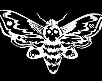 Deaths Head Hawkmoth Moth (Acherontia atropos) Custom 4x8 Vinyl Car Truck Sticker Decal