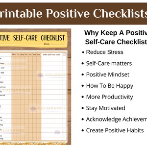 Positive Self-Care Checkliste | Positive Errungenschaften Checkliste | Positiv-Wunschliste | Sofort Download | A1