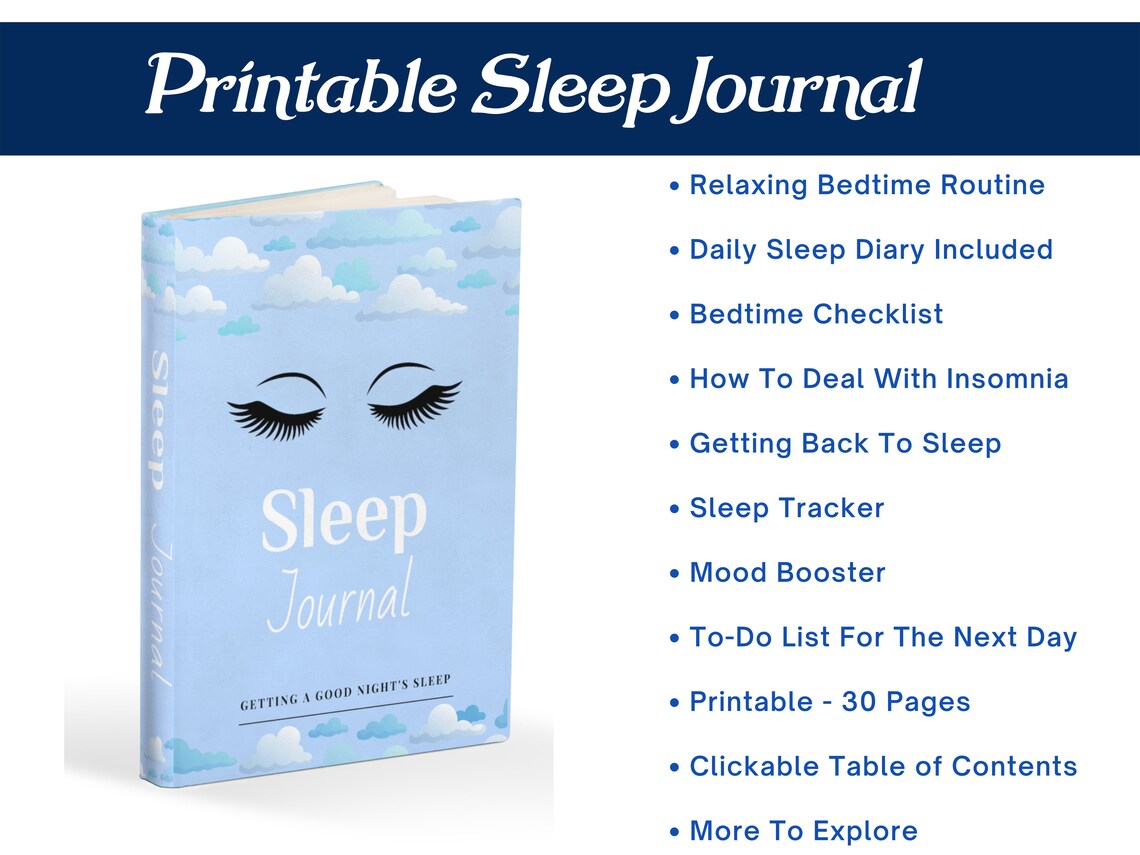 Sleep Journal Printable | Tips for A Good Night's Sleep | Bedtime ...