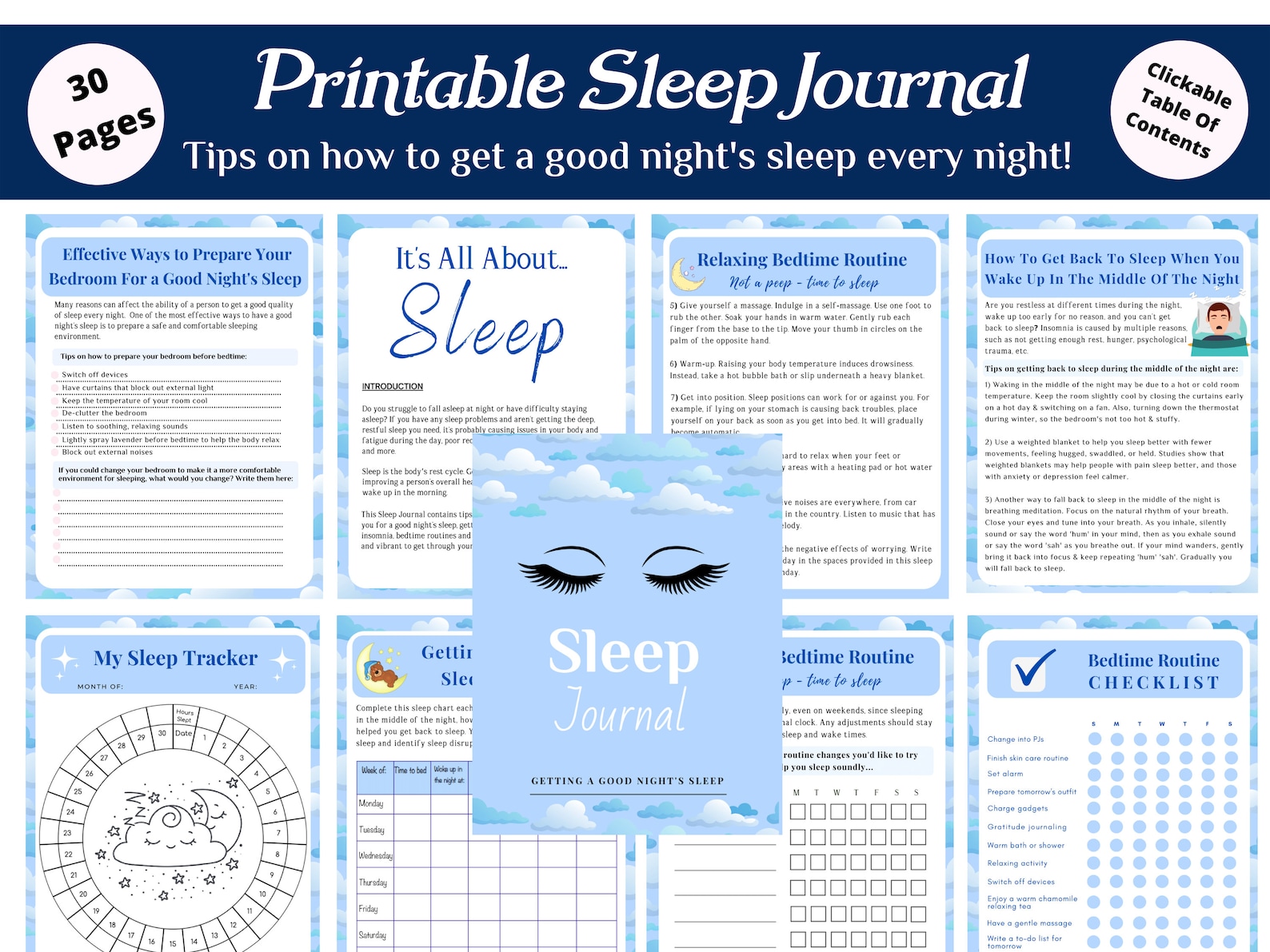 Sleep Journal Printable | Tips for A Good Night's Sleep | Bedtime ...