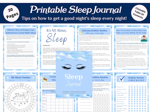 Sleep Journal Printable | Tips For A Good Night's Sleep | Bedtime Routine | Sleep Tracker A2