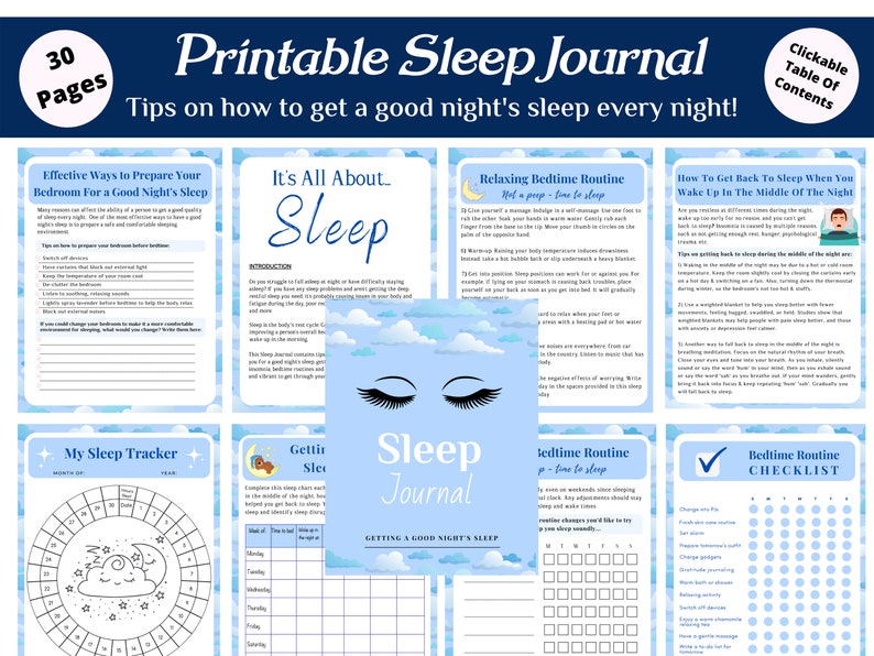 Sleep Journal Printable | Tips for A Good Night's Sleep | Bedtime ...