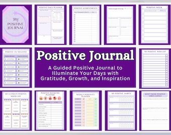 Positive Journal Printable | Positive Affirmations | Inspiring Daily Prompts | Mindfulness Journal | Instant Download