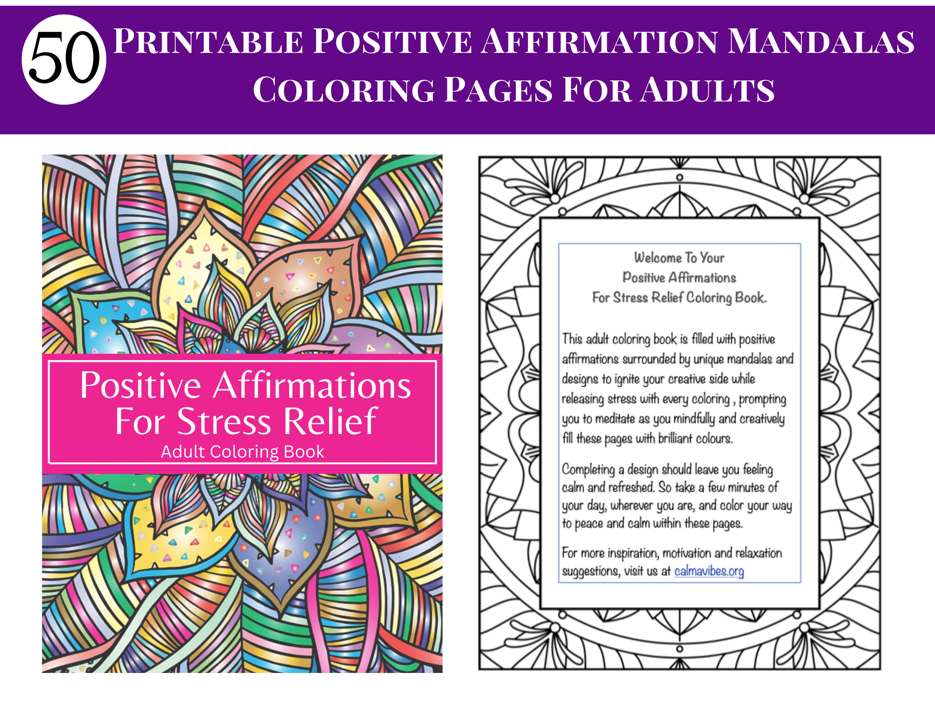 Printable Positive Affirmations Adult Coloring Pages for Stress Relief