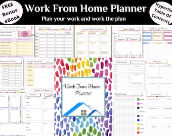 Work From Home Planner Printable | Work From Home Productivity Ebook | Checklist | Instant Download