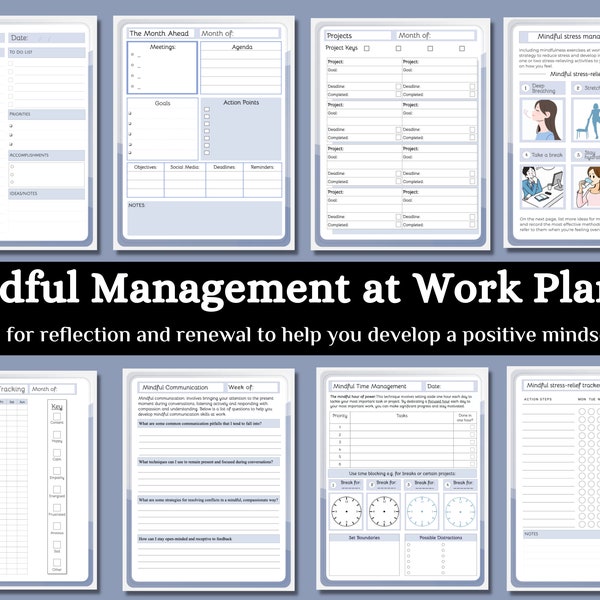 Mindful Management Planner for Work Printable | Increase Productivity | Time Management | Work Planner | Mindful Planner