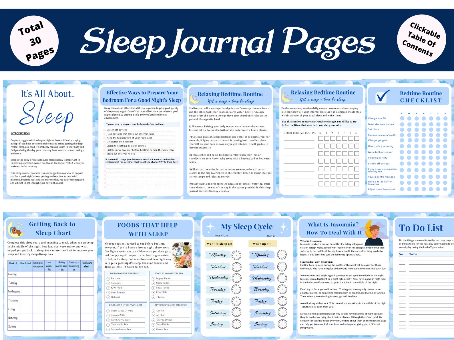 Sleep Journal Printable Tips for A Good Night's Sleep Etsy