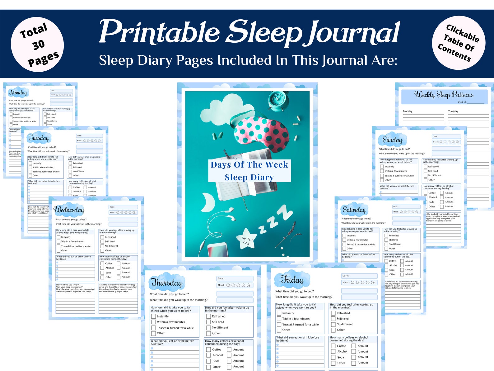 Sleep Journal Printable | Tips for A Good Night's Sleep | Bedtime ...
