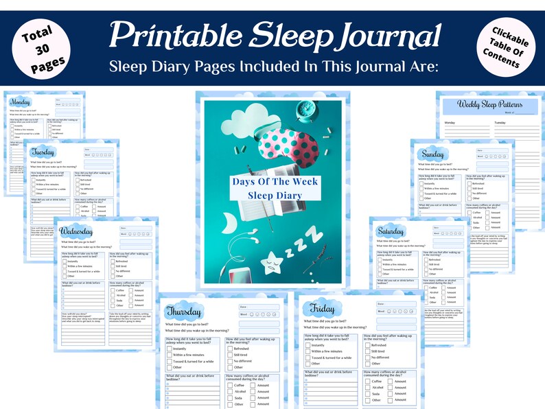 Sleep Journal Printable | Tips for A Good Night's Sleep | Bedtime ...