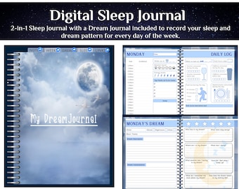 Sleep Journal | Dream Journal | Sleep Tracker | Sleep Log | Daily Schedule | A2
