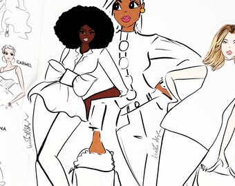 25 Color In Pretty Paper Doll coloring sheets with skin tone colored in.