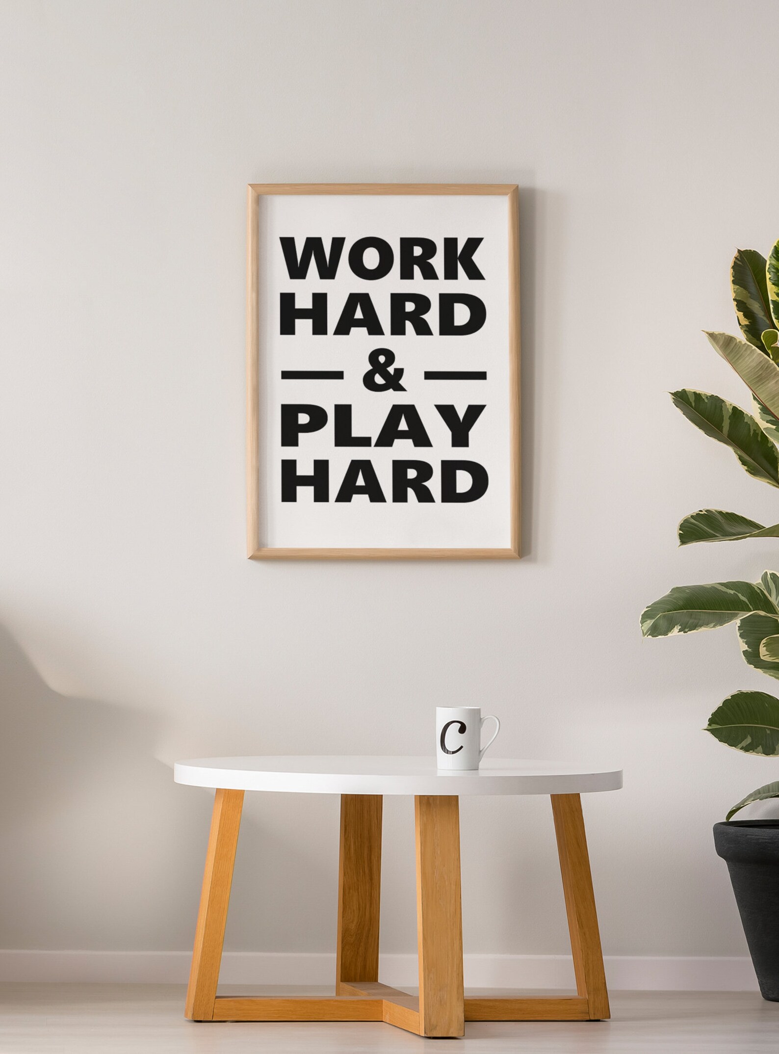 Work Hard & Play Hard Wall Art Print Typography Print Etsy