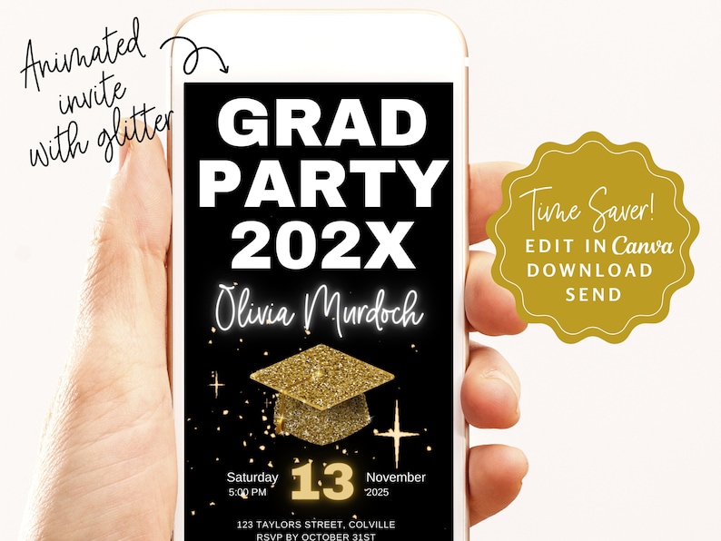 Editable Graduation Party Invitation, Digital Text Message Invite