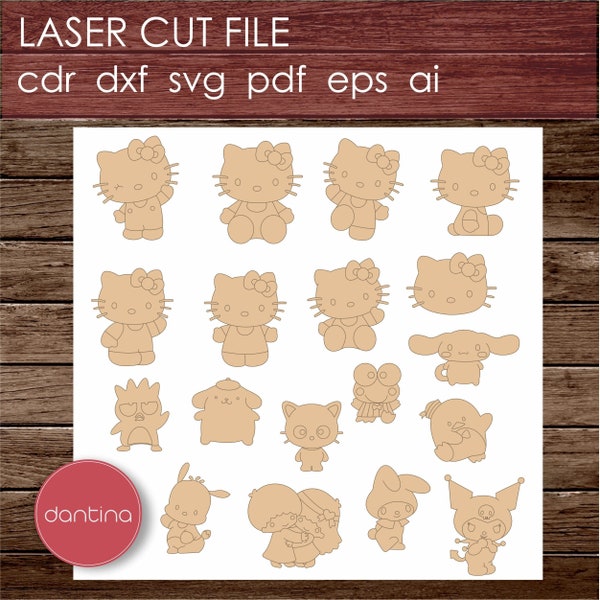 Kawaii Kitty Laser Cut File Vector / dxf cdr svg ai pdf / instant download
