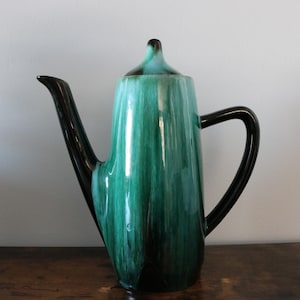 Vintage Blue Mountain Pottery Coffee Pot – Mid Century Drip Glaze Canadian Art