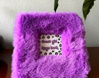 Funny Rude Embroidery, Purple Fur Frame, Sarcastic Cross Stitch