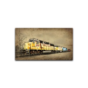 Retro Style Old Diesel Locomotive Train Engines Wall Art, One of a kind selective color Giclée fine art print, Original railroad wall decor