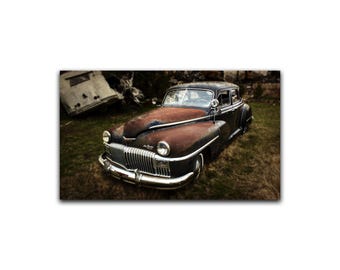 Abandoned Old DeSoto Vintage Gangster Car Wall Art, One of a kind retro style selective color Giclée fine art print, Original Wall Decor