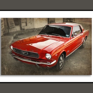 Classic 1960s Red Ford Mustang Photo, Unique selective color wall decor, Original collector&#39;s car fine art print by Oklahoma Photographer