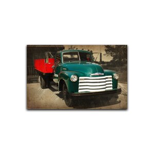 Retro Style Old Chevy Stake Bed Classic Truck Wall Art, One of a kind selective color Giclée art print, Original Car Collector Wall Decor