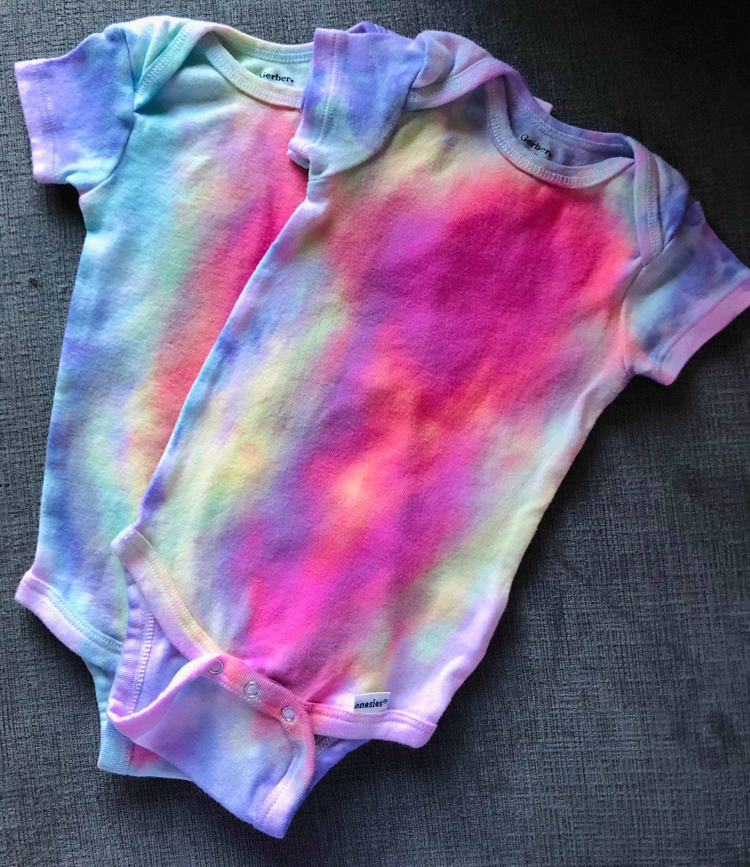 Rainbow TieDye Baby Onesies Etsy