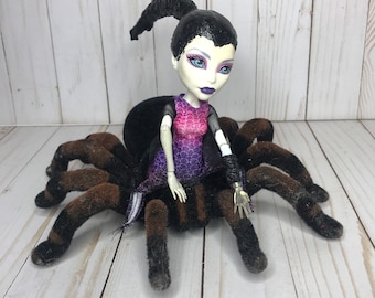Monster High Doll x Tarantula Altered Art Assemblage, Spectra Vondergeist Spider OOAK, Upcycled Creepy Doll Decor, Halloween Display Prop