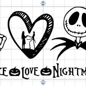 Peace Love Nightmare L'incubo prima di Natale Halloween SVG Cricut Silhouette Glowforge
