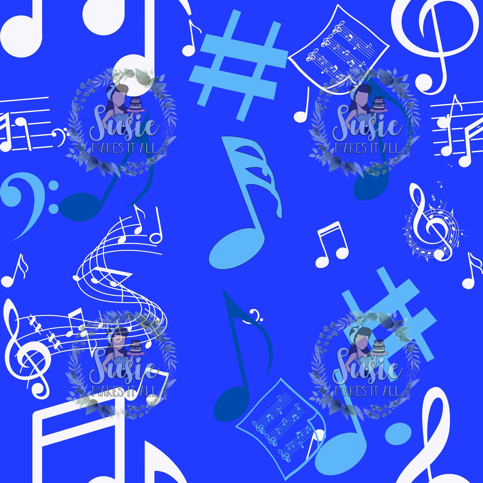 Perfect Blue Notes All Blue Music Notes - Etsy