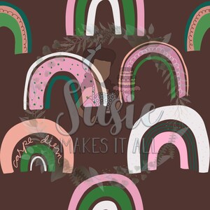 boho raindbows on brown seamless file