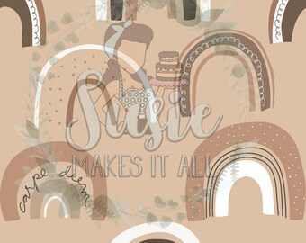 boho raindbow on tan seamless datei