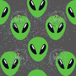 alien heads grey background