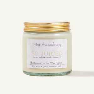 Vela Revigorante de Limão | Vela Vegana de Aromaterapia | Óleo Essencial | Vela Natural Feita à Mão | Presente de Autocuidado no Reino Unido