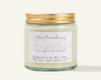 Lemon Uplifting Aromatherapy Candle | Vegan | Essential Oil | Handmade Natural Scents | Self Care Gift UK