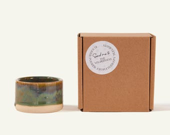 Green Ceramic Candle Set | Wilderness Scent | Vegan Soy Tealights | Handmade Self Care Gift | Forest Vibes Candle