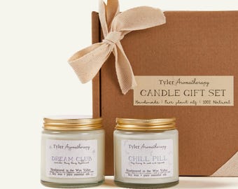 Calming candle gift set, aromatherapy & essential oil candles, self care gift, spa scented, vegan soy candles