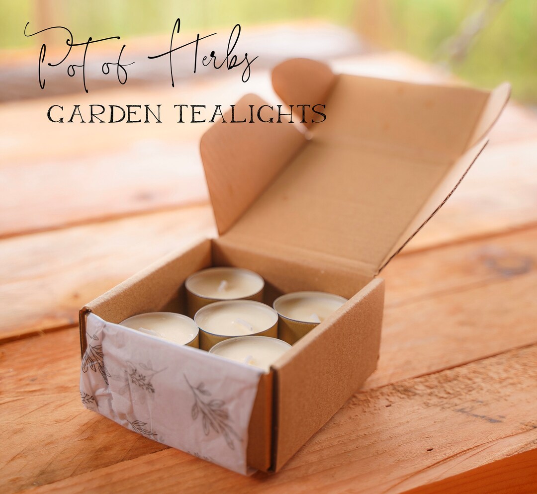 Pot of Herbs Garden Tealights. Handmade Soy Wax Pure Essential Etsy UK