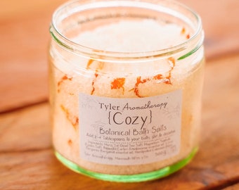 Cozy Botanical Bath Salts | handmade bath salts | gift for her | relaxing | uplifting | bath salts with essential oils