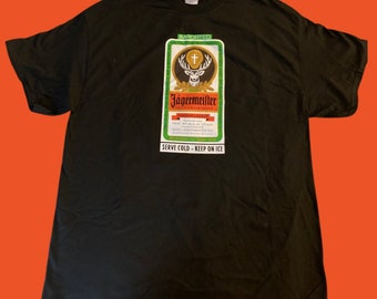 Vintage Jagermeister Bottle Logo Black T-Shirt - New Old Stock