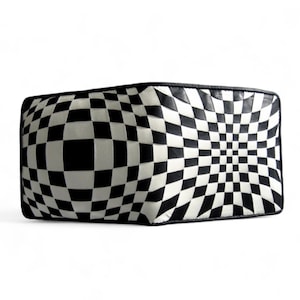 Carteira dupla de couro, carteira Intrecciat Art <Preto x Branco>